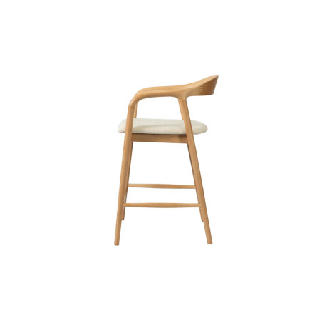 CLEMATITE, chaise de comptoir hauteur 94,5 cm - bois massif et tissu - 2 coloris