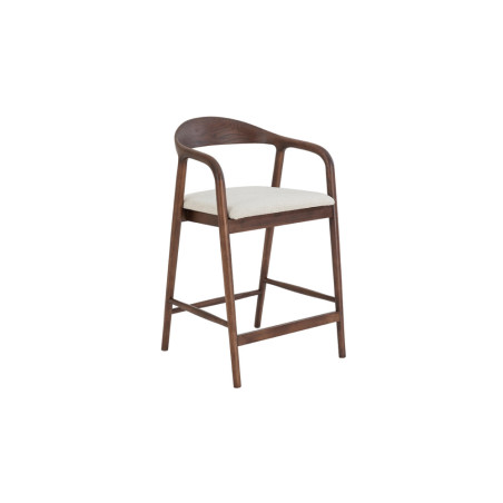 CLEMATITE, chaise de comptoir hauteur 94,5 cm - bois massif et tissu - 2 coloris