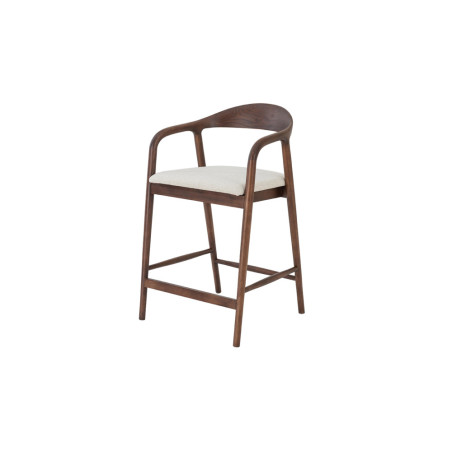 CLEMATITE, chaise de comptoir hauteur 94,5 cm - bois massif et tissu - 2 coloris