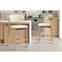 CAPELINE, chaise de comptoir hauteur 97 cm - bois massif et tissu - 2 coloris