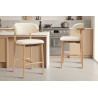 CAPELINE, chaise de comptoir hauteur 97 cm - bois massif et tissu - 2 coloris