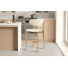 CAPELINE, chaise de comptoir hauteur 97 cm - bois massif et tissu - 2 coloris
