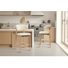 CAPELINE, chaise de comptoir hauteur 97 cm - bois massif et tissu - 2 coloris