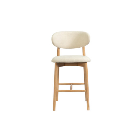 CAPELINE, chaise de comptoir hauteur 97 cm - bois massif et tissu - 2 coloris