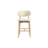CAPELINE, chaise de comptoir hauteur 97 cm - bois massif et tissu - 2 coloris