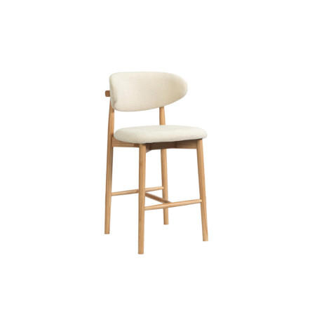 CAPELINE, chaise de comptoir hauteur 97 cm - bois massif et tissu - 2 coloris