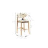 CAPELINE, chaise de comptoir hauteur 97 cm - bois massif et tissu - 2 coloris
