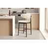 CAPELINE, chaise de comptoir hauteur 97 cm - bois massif et tissu - 2 coloris