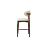 CAPELINE, chaise de comptoir hauteur 97 cm - bois massif et tissu - 2 coloris