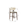 CAPELINE, chaise de comptoir hauteur 97 cm - bois massif et tissu - 2 coloris