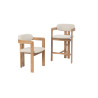 CAMOMILLE, chaise de comptoir hauteur 95 cm - bois massif et tissu - 2 coloris