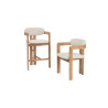 CAMOMILLE, chaise de comptoir hauteur 95 cm - bois massif et tissu - 2 coloris