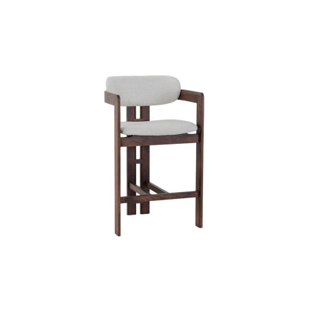 CAMOMILLE, chaise de comptoir hauteur 95 cm - bois massif et tissu - 2 coloris