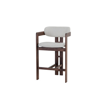 CAMOMILLE, chaise de comptoir hauteur 95 cm - bois massif et tissu - 2 coloris