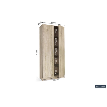 ROSEE, armoire de rangement 80 cm - 2 portes - 3 finitions