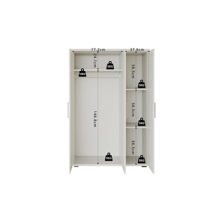 MISTRAL, armoire 120 cm - 3 portes - 2 finitions