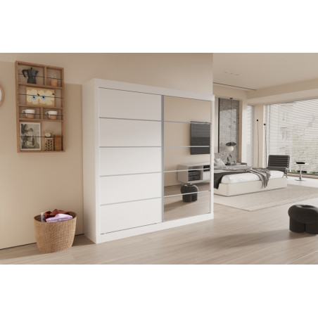 MISTRAL, armoire 182,5 cm - 2 portes coulissantes, 1 porte miroir - 2 finitions