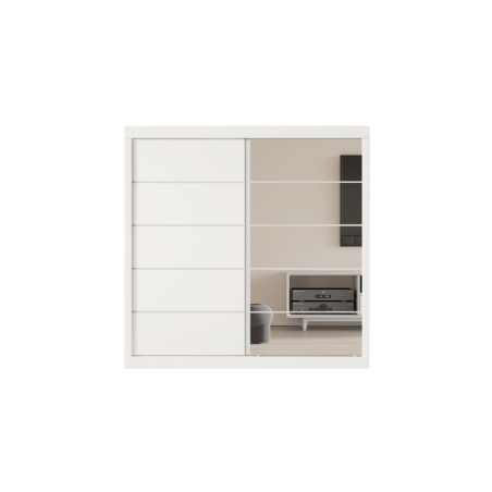 MISTRAL, armoire 182,5 cm - 2 portes coulissantes, 1 porte miroir - 2 finitions