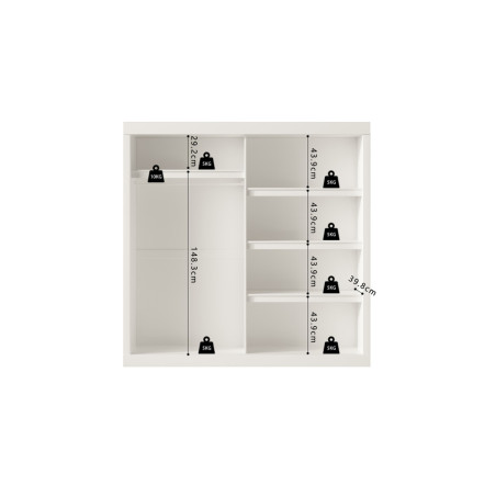 MISTRAL, armoire 182,5 cm - 2 portes coulissantes, 1 porte miroir - 2 finitions