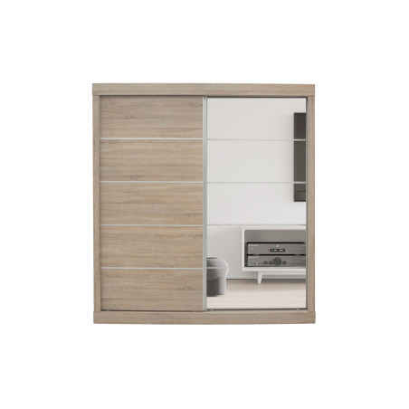 MISTRAL, armoire 182,5 cm - 2 portes coulissantes, 1 porte miroir - 2 finitions