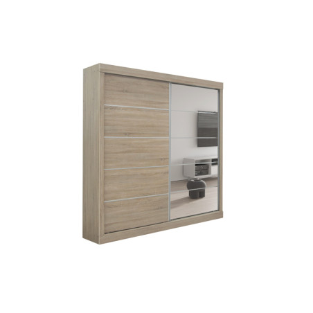 MISTRAL, armoire 182,5 cm - 2 portes coulissantes, 1 porte miroir - 2 finitions
