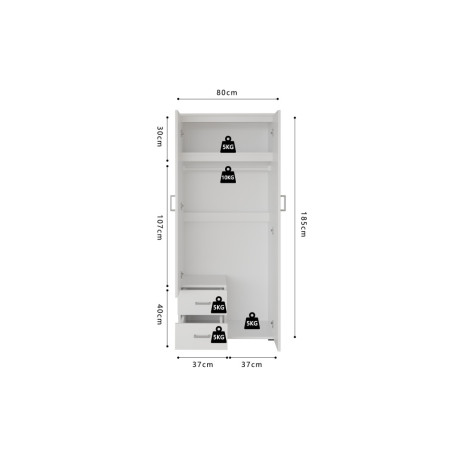 MARINIERE, armoire 80 cm - 2 portes - 3 finitions