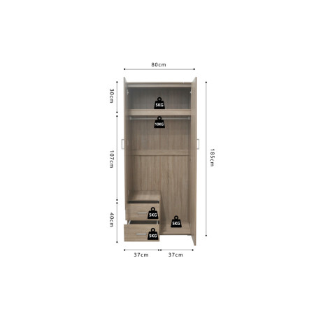 MARINIERE, armoire 80 cm - 2 portes - 3 finitions