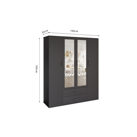MARINIERE, armoire 160 cm - 4 portes - 3 finitions
