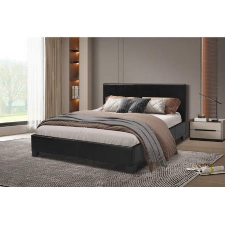 ROTIN, lit - simili cuir - sommier inclus - 2 tailles - 2 finitions