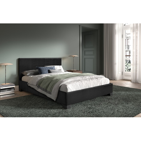 ROTIN, lit - simili cuir - sommier inclus - 2 tailles - 2 finitions