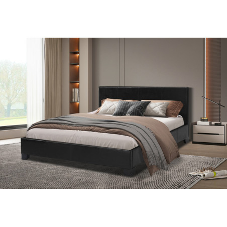 ROTIN, lit - simili cuir - sommier inclus - 2 tailles - 2 finitions