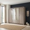 Armoire 230 cm GREGORY avec 4 portes dont 2 portes miroirs et 4 tiroirs