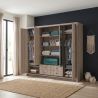 Armoire 230 cm GREGORY avec 4 portes dont 2 portes miroirs et 4 tiroirs