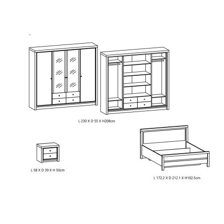 Chambre adulte complète GREGORY avec lit 160 cm