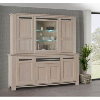 Buffet 2 corps MALAGA 8 portes 230 cm - Chêne et céramique grise - Girardeau