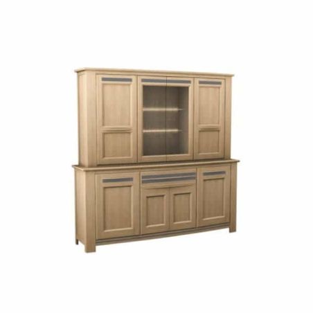 Buffet 2 corps MALAGA 8 portes 230 cm - Chêne et céramique grise - Girardeau