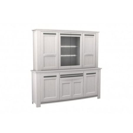 Buffet 2 corps MALAGA 8 portes 230 cm - Chêne et céramique grise - Girardeau