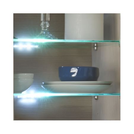 Buffet 2 corps MALAGA 8 portes 230 cm - Chêne et céramique grise - Girardeau