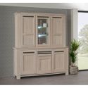 Buffet 2 corps MALAGA 6 portes 203 cm - Chêne et céramique grise - Girardeau
