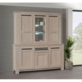 Buffet 2 corps MALAGA 6 portes 203 cm - Chêne et céramique grise - Girardeau