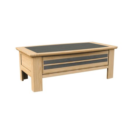 Table basse MALAGA 1 tiroir - Chêne et céramique grise - Girardeau
