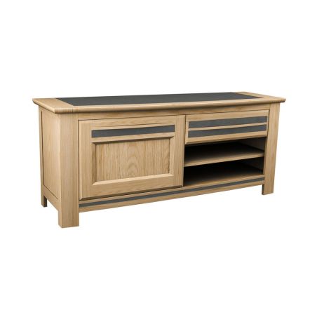 Meuble TV MALAGA 155 cm - Chêne et céramique grise - Girardeau