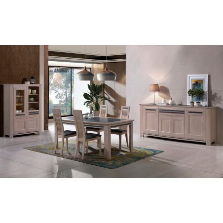 Buffet MALAGA 203 cm - Chêne et céramique grise - Girardeau
