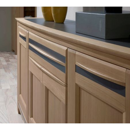 Buffet MALAGA 203 cm - Chêne et céramique grise - Girardeau