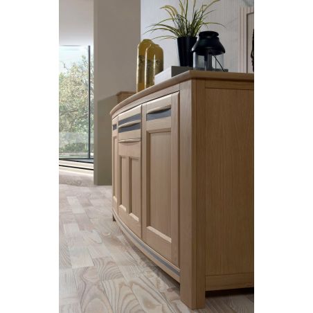 Buffet MALAGA 203 cm - Chêne et céramique grise - Girardeau
