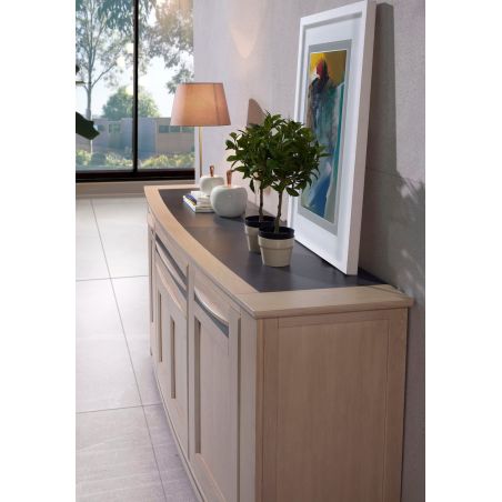 Buffet MALAGA 203 cm - Chêne et céramique grise - Girardeau