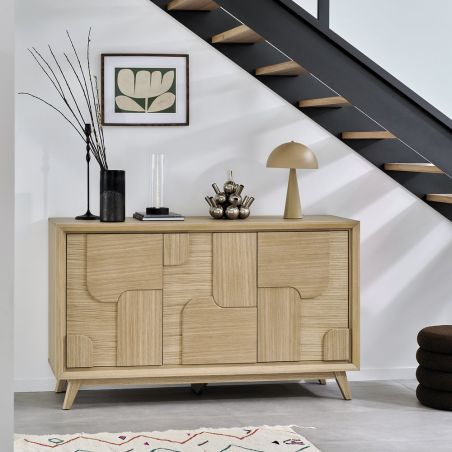 Buffet RIVAGE 170 cm - Chêne ton brut, décor gouge - Girardeau