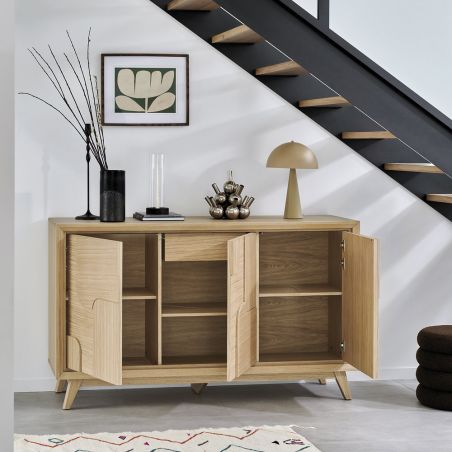 Buffet RIVAGE 170 cm - Chêne ton brut, décor gouge - Girardeau