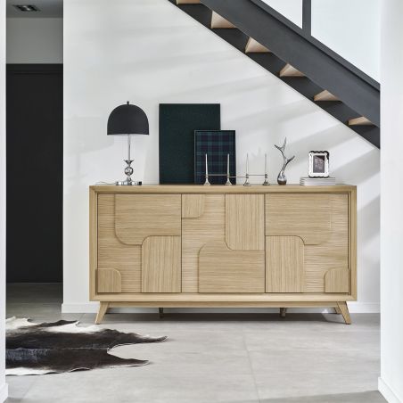 Buffet RIVAGE 195 cm - Chêne ton brut, décor gouge - Girardeau
