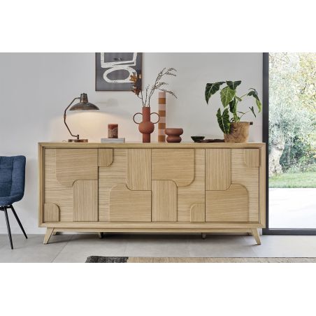 Buffet RIVAGE 224 cm - Chêne ton brut, décor gouge - Girardeau